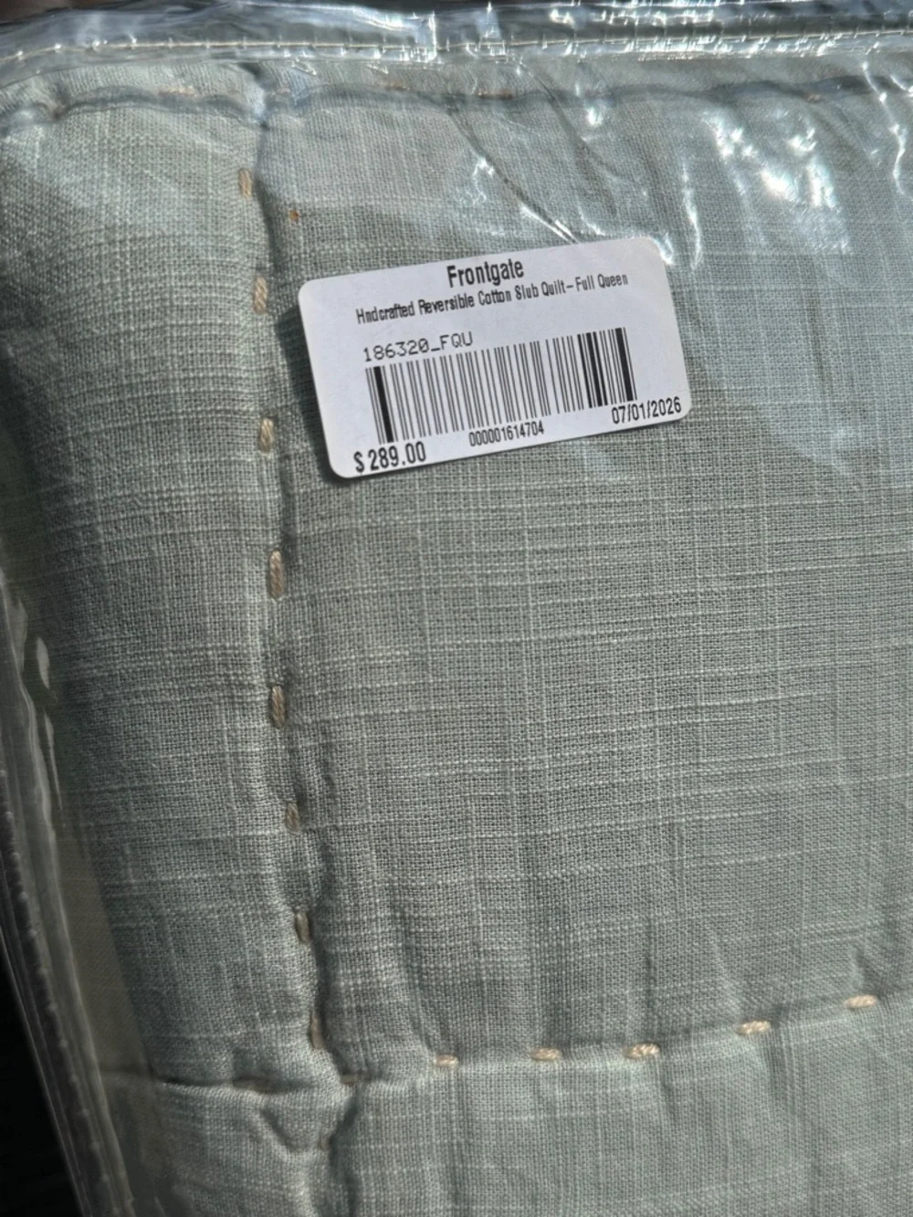 Frontgate Reversible Handcrafted Cotton Slub Quilt - NWT